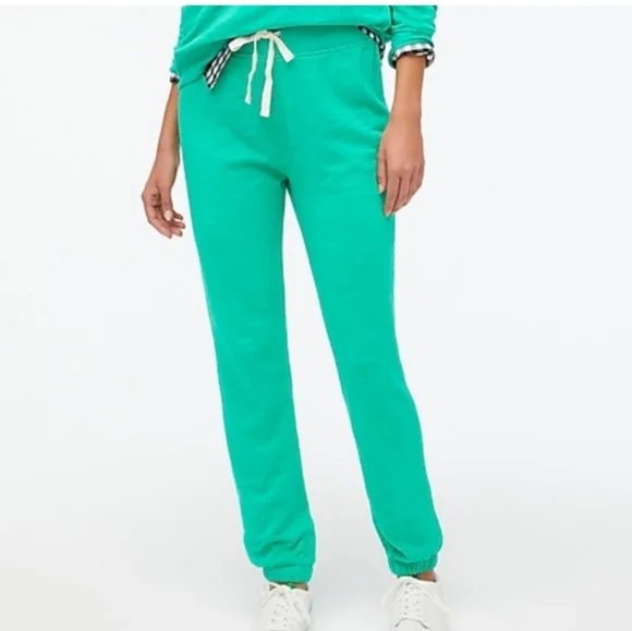J. Crew Heritage Cotton Fleece Jogger Pants Green - Medium - Picture 2 of 8